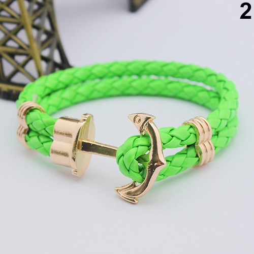 Hu Hu Hu Hu Hu Alat Bantu Pasang Kacamata♡ Gelang Tangan Kulit Imitasi Banyak Lapis Aksen Jangkar Handmade Untuk Unisexpriawanita