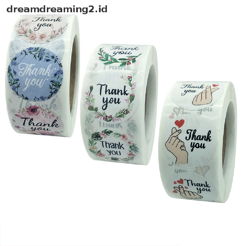 500pcs / Roll Stiker Label Segel Desain Thank You Untuk Alat Tulis