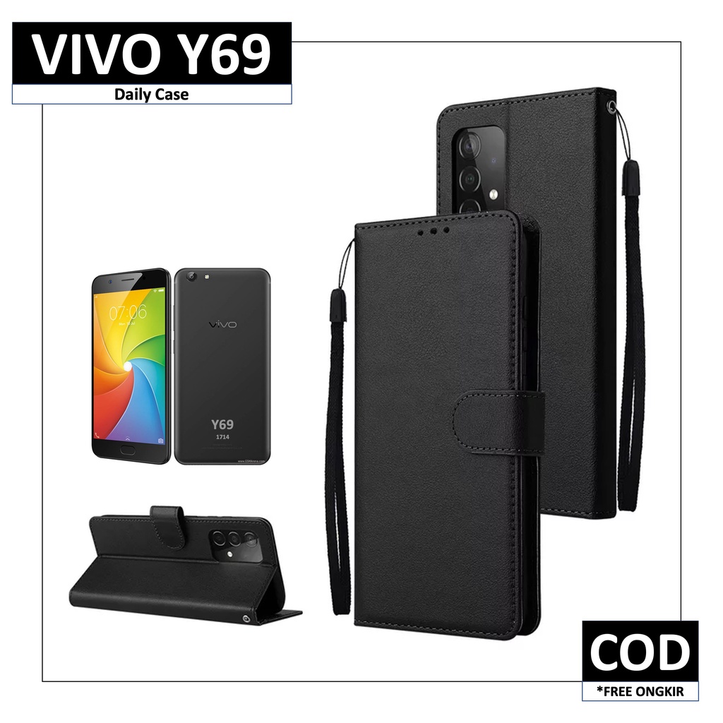 Case VIVO Y69 1714 Flip Leather Casing Premium Kesing Kulit HP