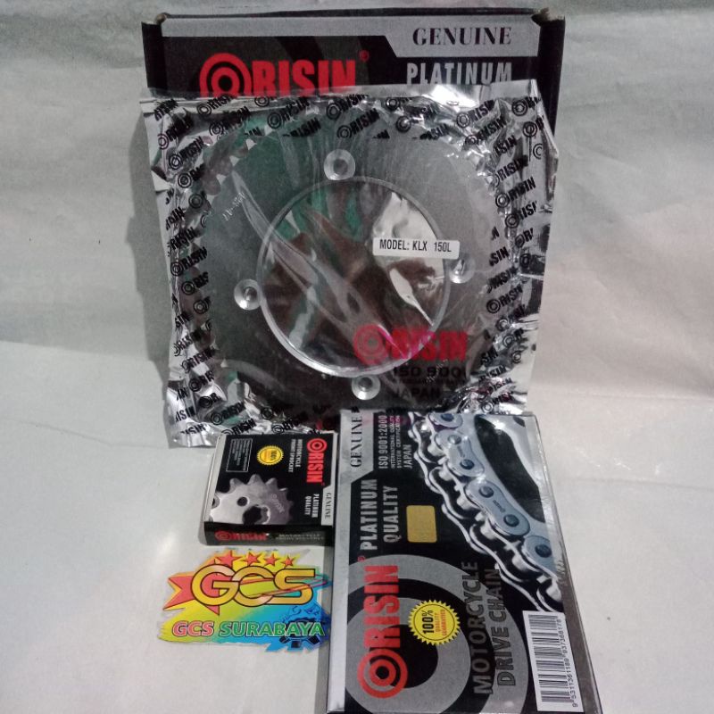 gearset,girset,Rantai gir paket full set Kawasaki klx150L,klx 150 new,klx 150L baja platinum Quality