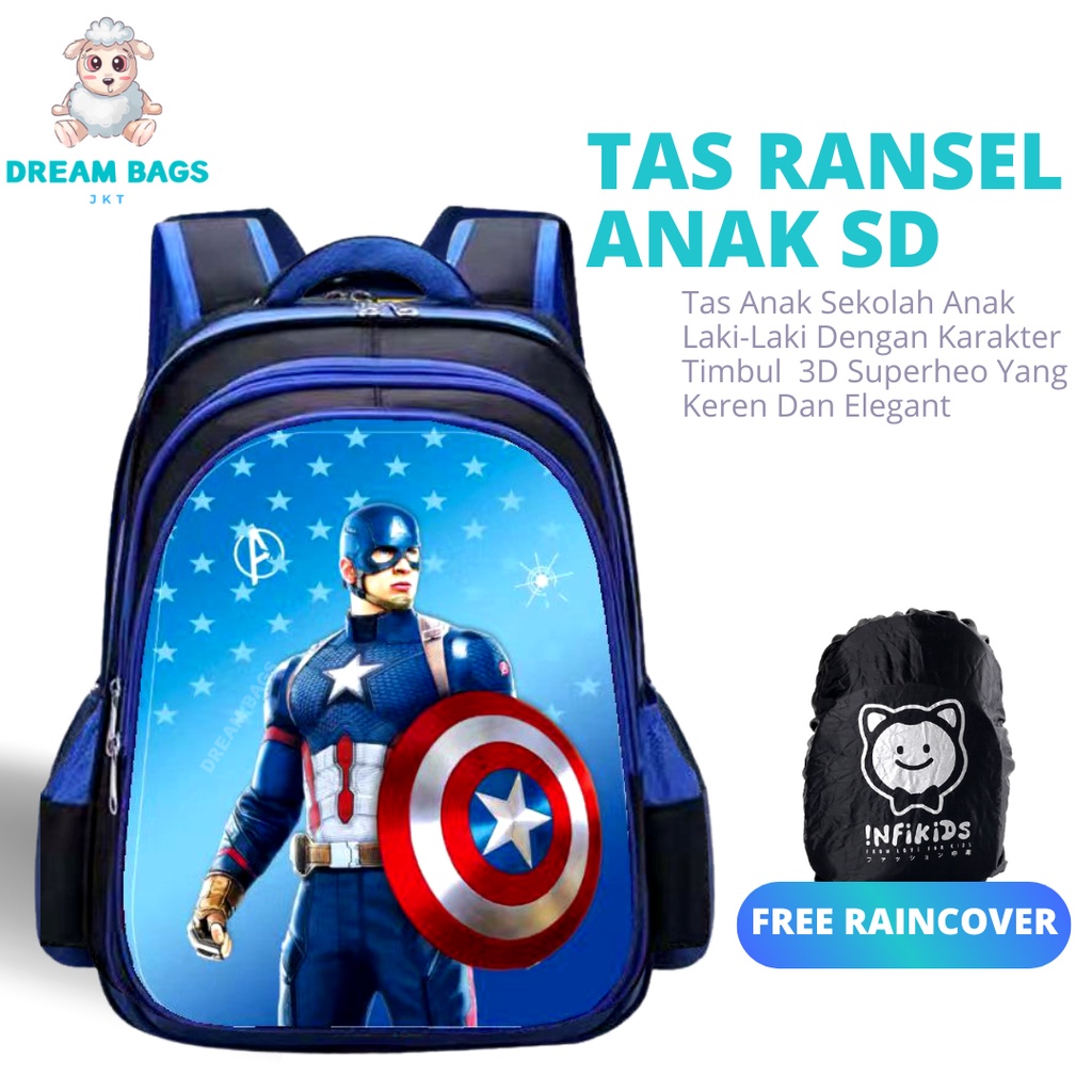 Tas Sekolah Karakter Superhero DB 6123 Size SD Tas Anak Import