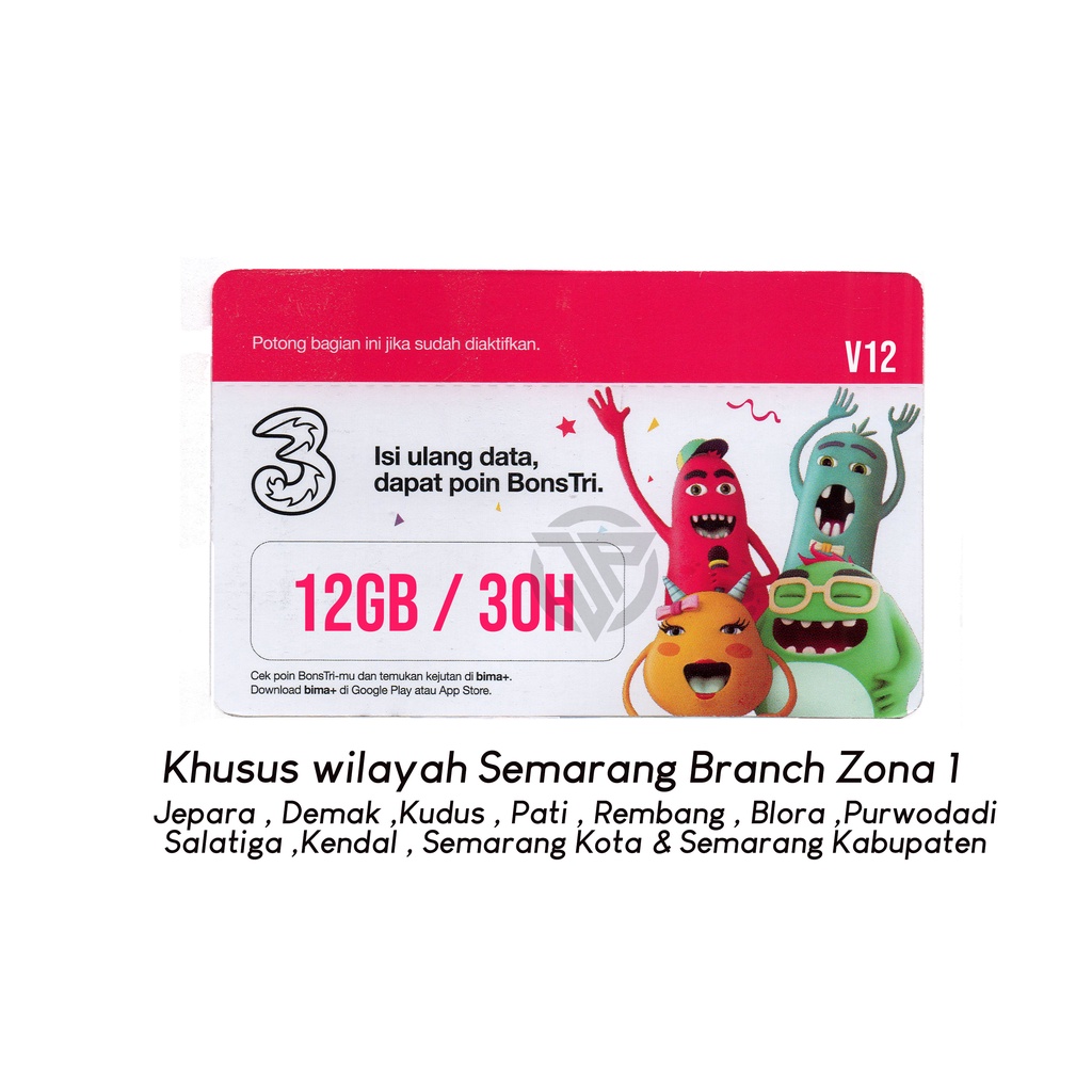 Voucher TRI 12GB 30Hari (Semarang Branch)