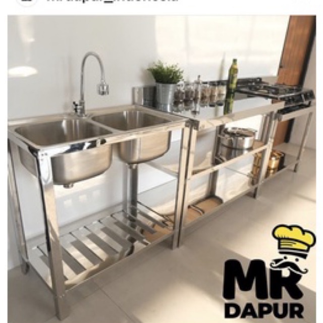 Meja Dapur/Kompor Stainless Steel Mr Dapur 3 Rak Serbaguna Original