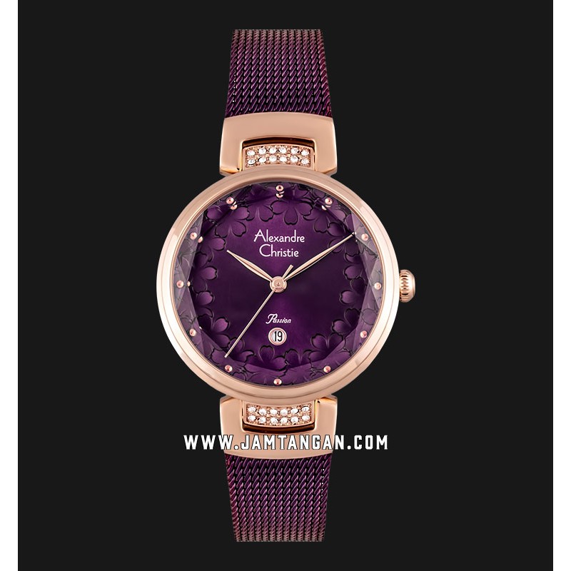 Alexandre Christie AC 2756 LD BRDRE Ladies Purple Mother of Pearl Dial Purple Stainless Steel