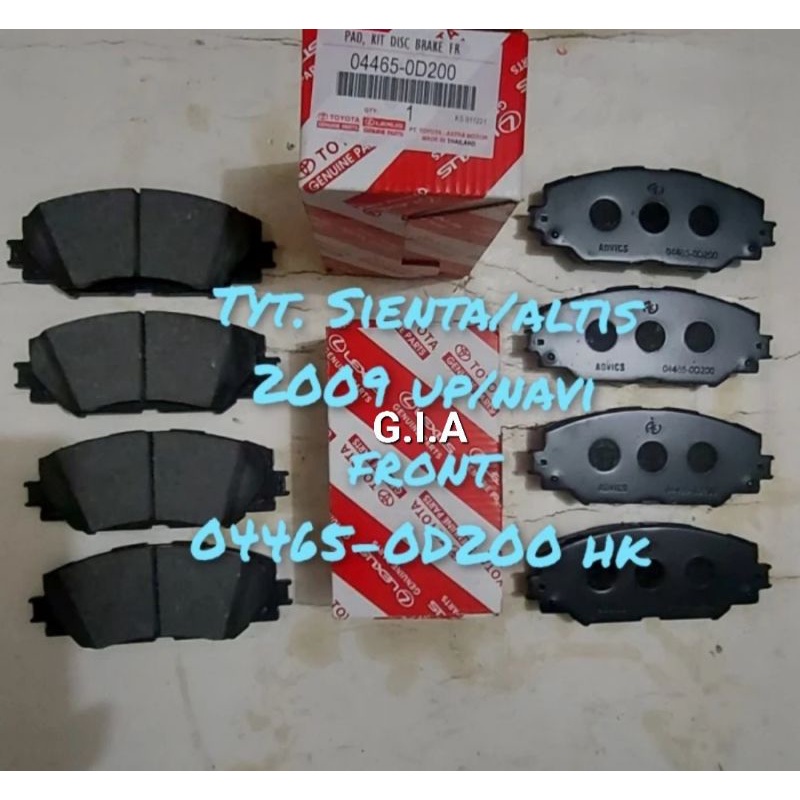 Brake Pad Front Kampas Rem Depan Toyota Sienta Altis 2009 Up NAV 1 1set