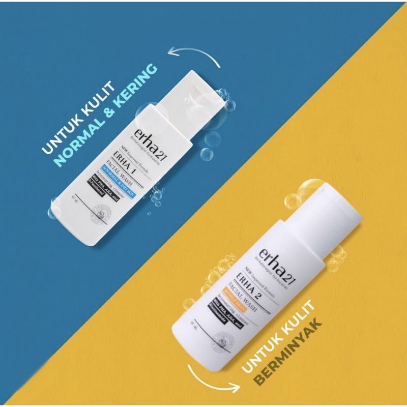 Erha21 DF Erha 1 Facial Wash For Normal Skin l Erha 2 Facial Wash For Oily Skin 60 mL