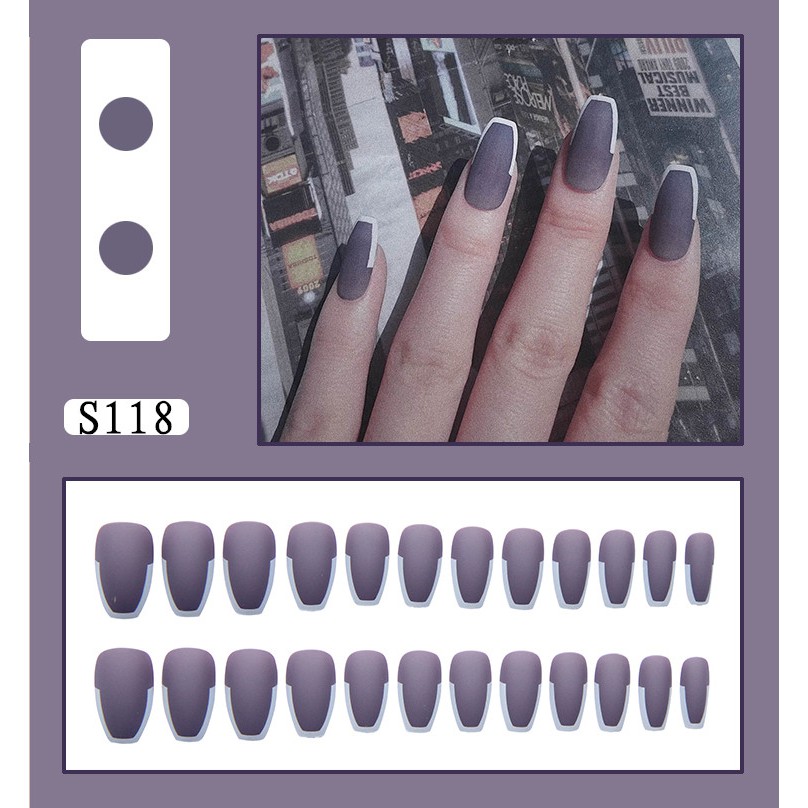 24PCS/SET Simulasi Lem Alpukat Memakai kuku palsu R Perawatan Kuku Palsu-S118