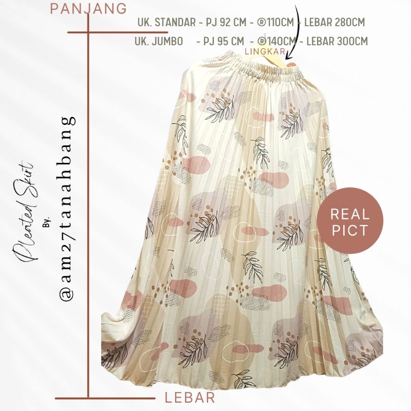 AM27 ROK PLISKET WANITA DEWASA Panjang Muslim MOTIF KEMBANG LILY + EXCLUSIVE JUMBO