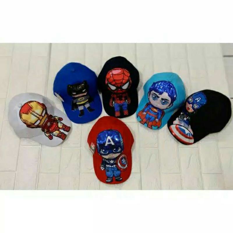 topi anak marvel captain america led bisa nyala usia usia 1-10 tahun topi anak karakter