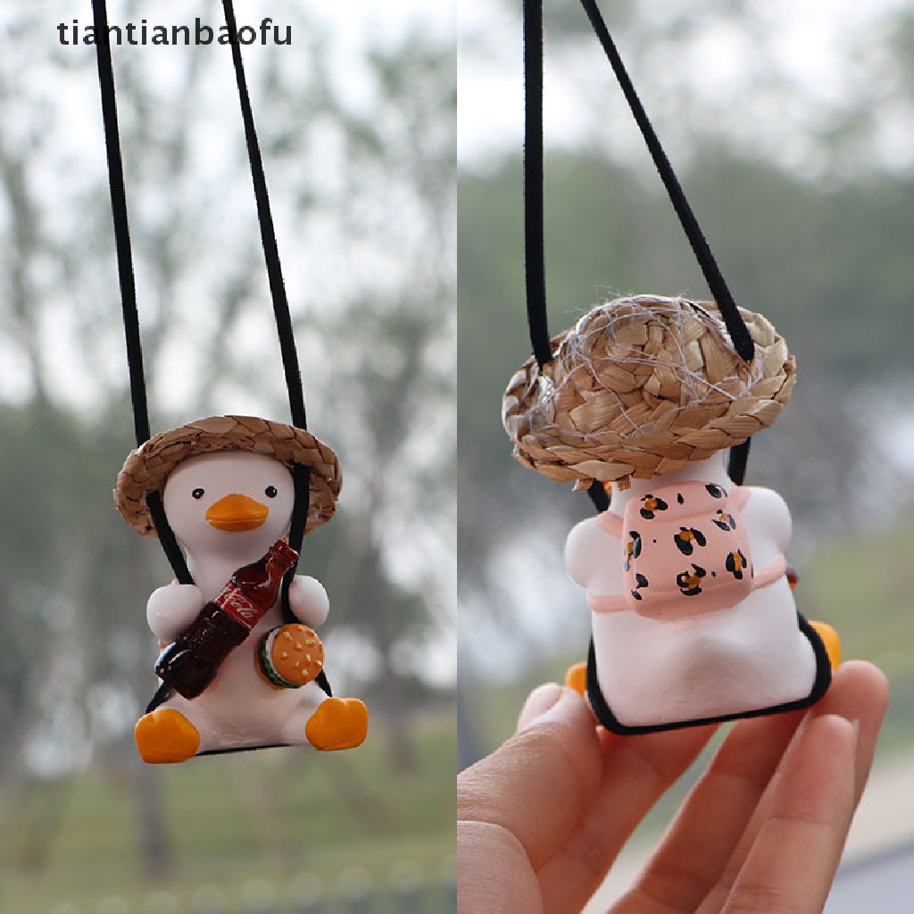 [tiantianbaofu] Car Pendant Cute Anime Little Duck Swing Auto Rearview Mirror Hanging Ornaments Boutique