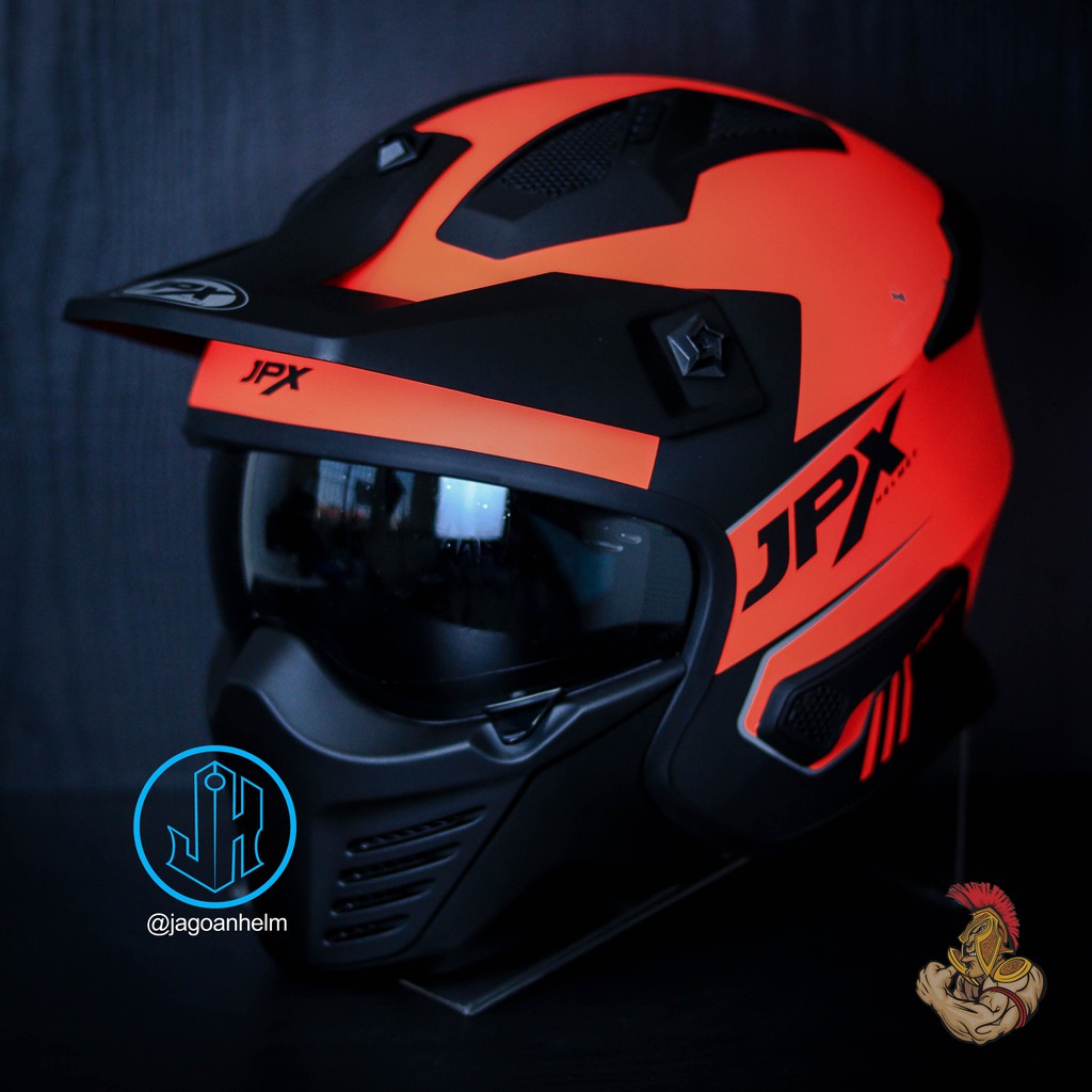  JPX  HELM MX726R RED FLUO BLACK DOFF MX 726 R CROSSOVER 