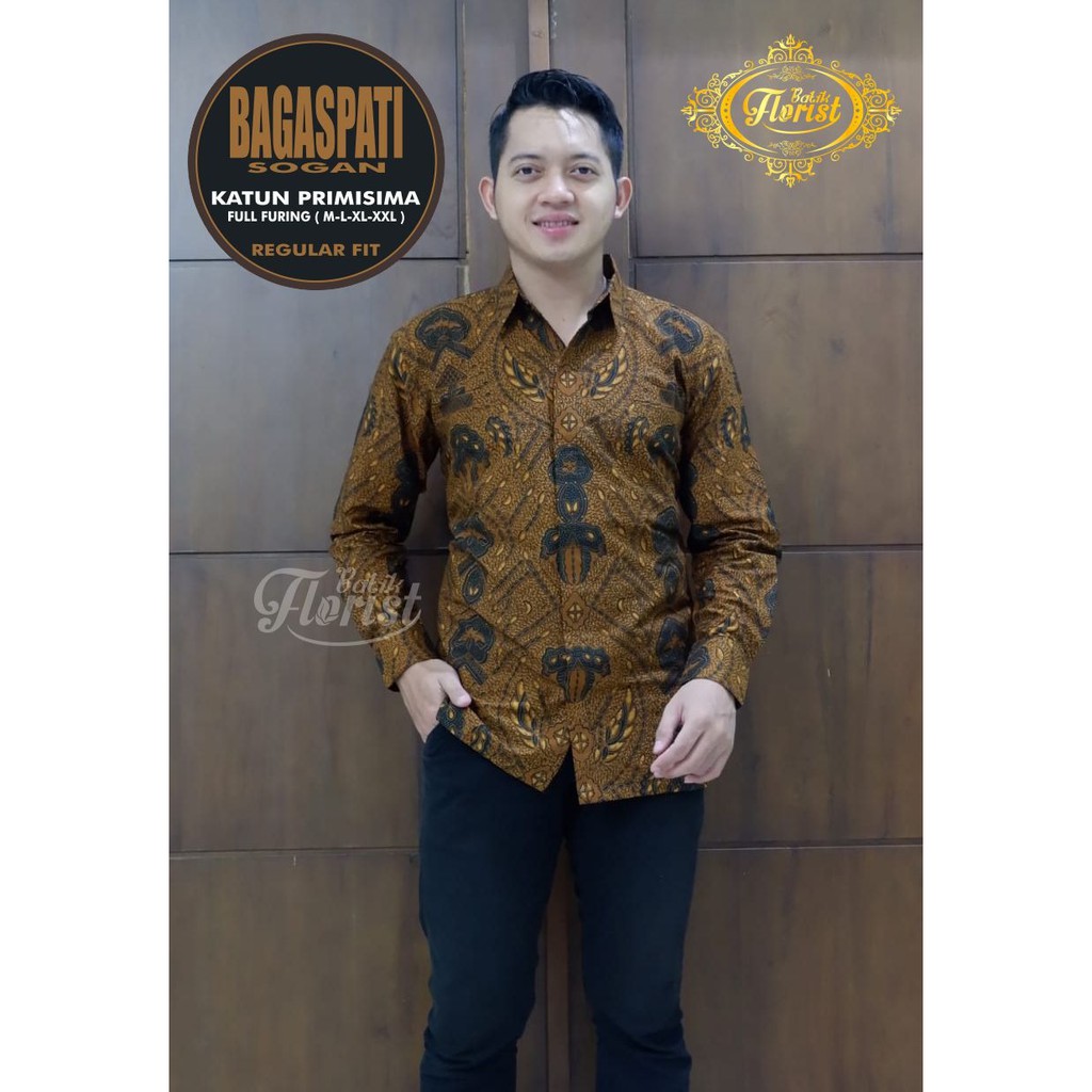 BAGASPATI SOGAN Kemeja Batik Pria Full Furing Katun Primisima