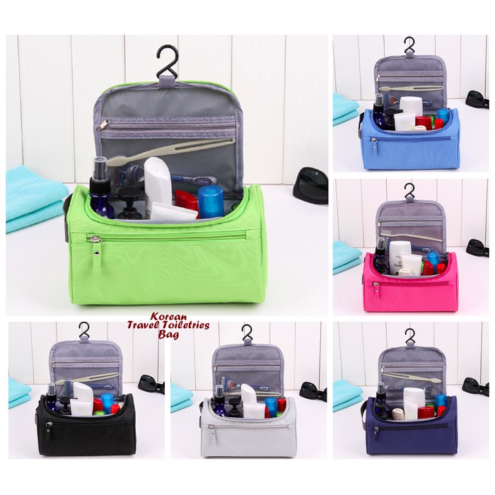 Travelmate Korean Storage Travel Wash Bag / Toiletry &amp; Cosmetic Bag / Tas Kosmetik Side Strap