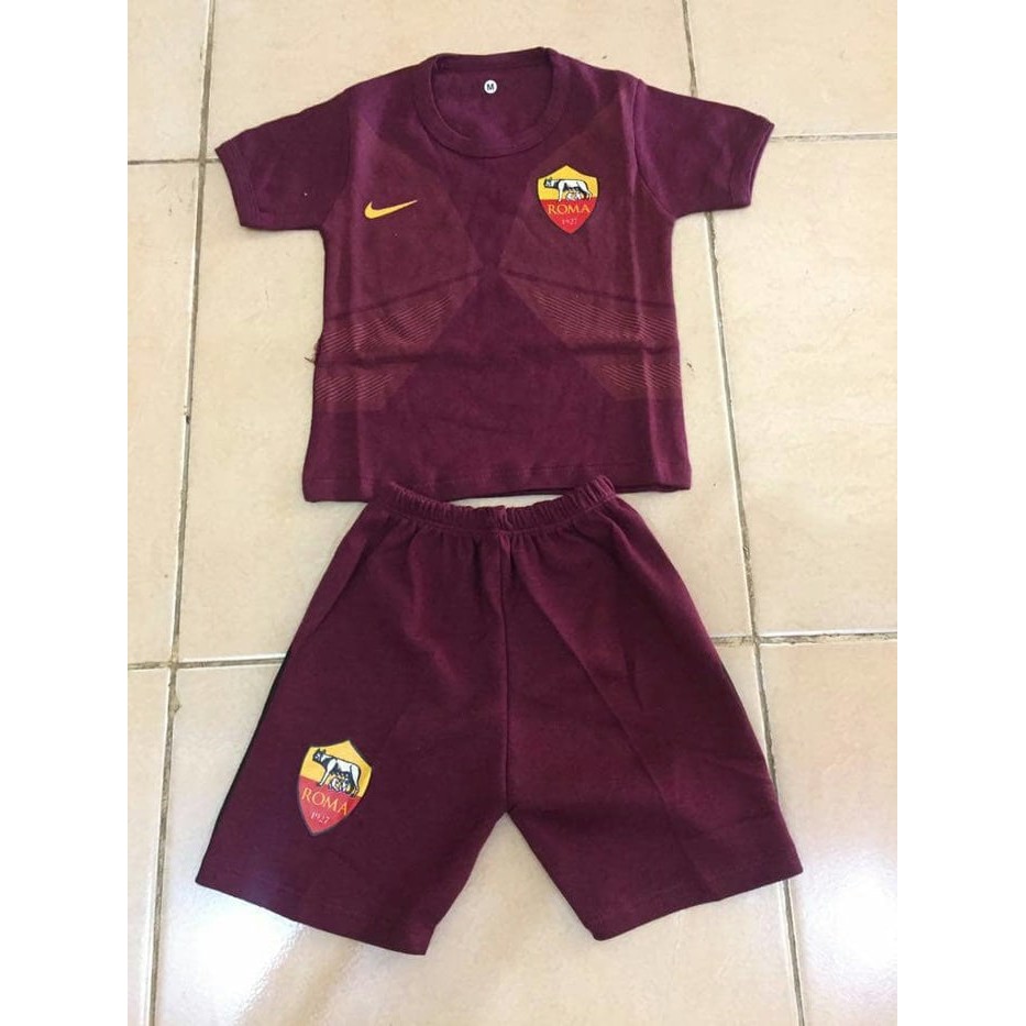 new  SETELAN KAOS / BAJU BOLA BAYI AS ROMA HOME 2017/2018