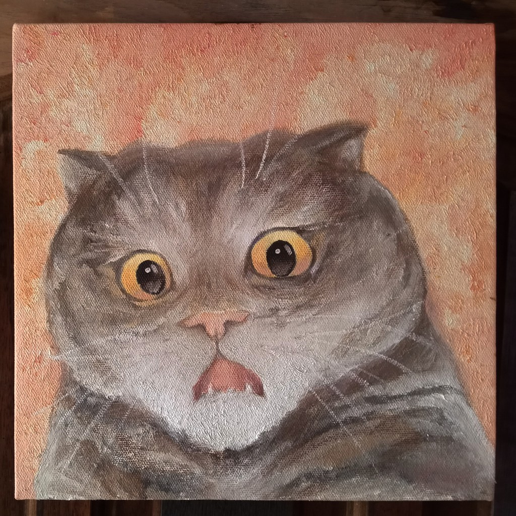 Lukisan Kucing Kaget Cat Minyak - Gloristic FineArt - Original 