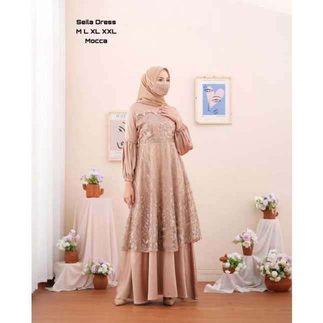 Permata Olshop / Dress Seila NF / Gamis Kebaya Pesta Modern / Kebaya Modern / Dress Kondangan