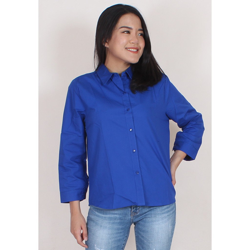 KEMEJA WANITA KATUN POLOS,SALUR,KOTAK