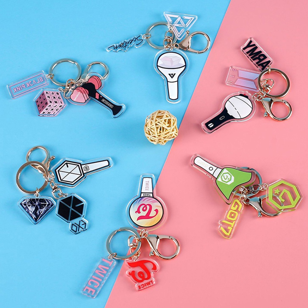 MXBEAUTY Trendy Keyring Cute Cosplay Jewelry Exo Got7 Twice Seventeen Keychain Chain Bangtan Boys Korean Fans Collection Gifts Unisex Acrylic Pendant