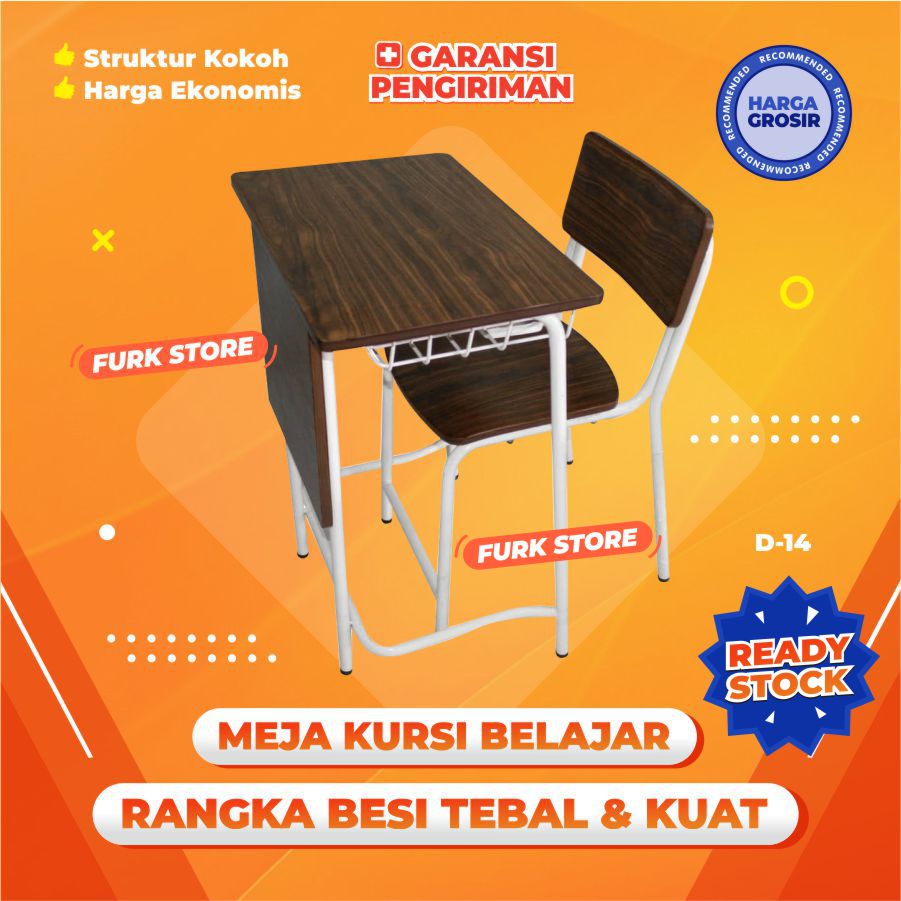 Jual D14 Meja Kursi Belajar Sekolah Set Bangku Siswa Rangka Besi ...