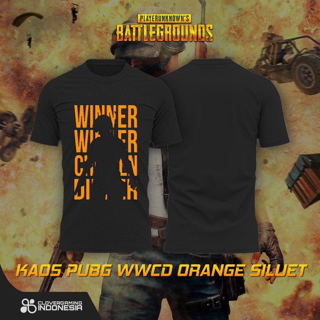 Kaos PUBG WWCD Orange Siluet - Premium Baju PUBG Apparel Gaming