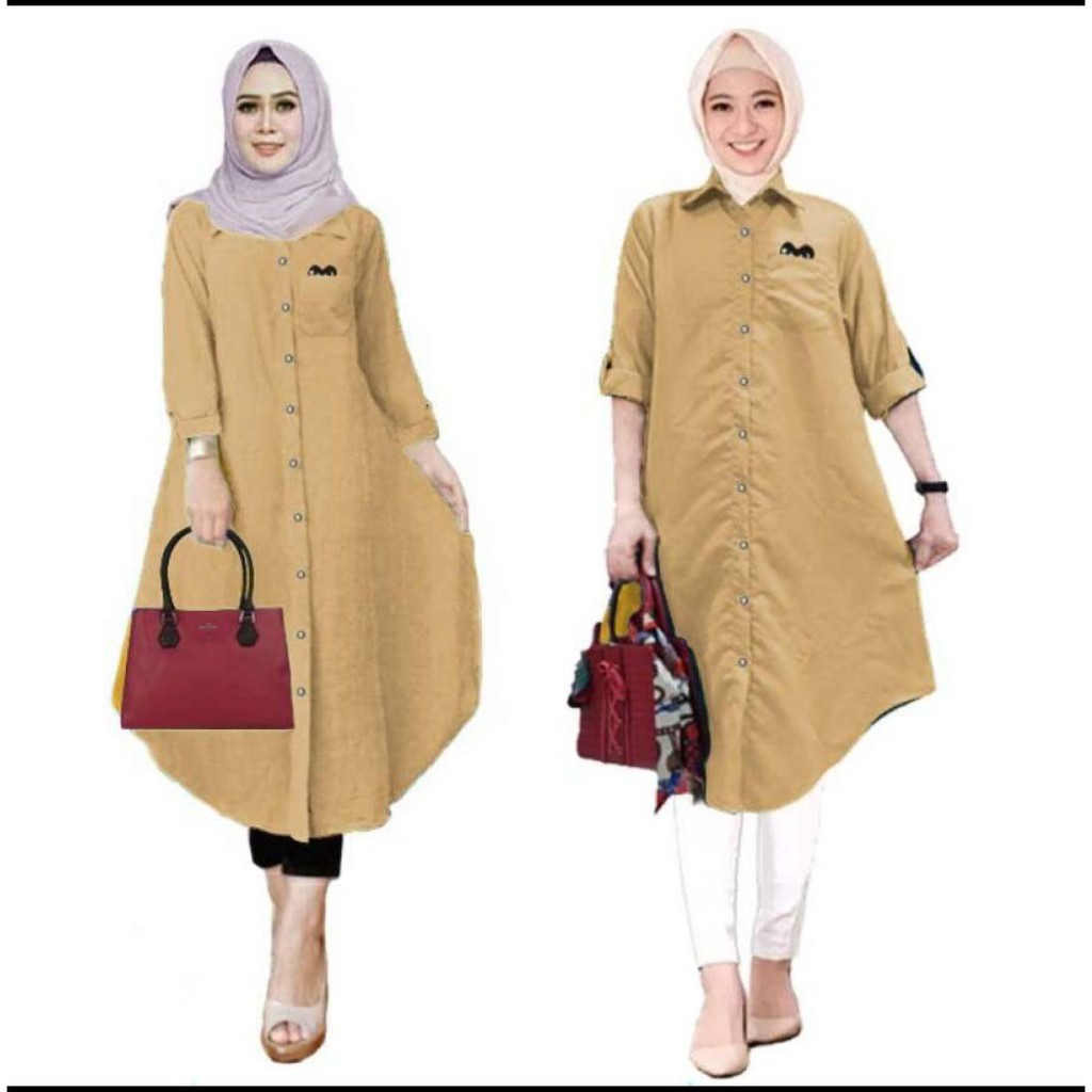 LVB Baju Atasan Tunik Wanita LONG TUNIC POCKET PLY / Tunik Panjang uk. L - XL - XXL / 17656 17659