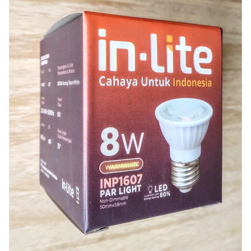 promo LED SOROT E27 MERK INLITE 8W WARM WHITE 3000K