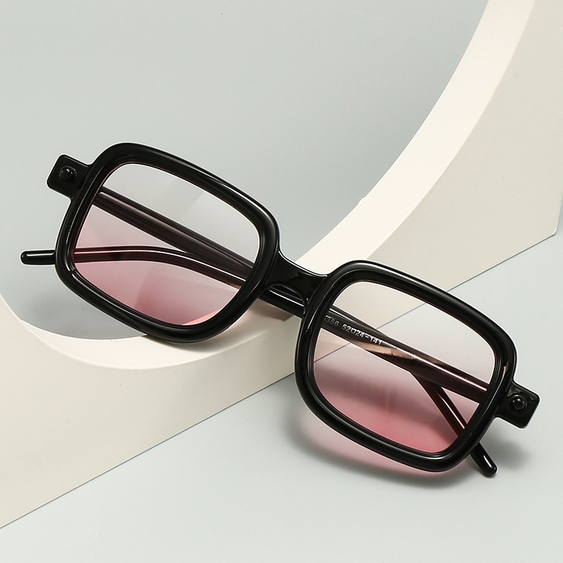 Kacamata Hitam Bentuk Kotak Warna Gradasi Gaya Retro Modern