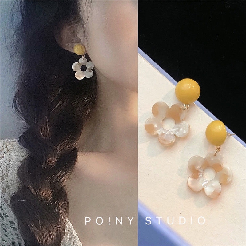 Manis warna-warni bunga stud earrings ~ warna kontras kecil segar musim panas baru anting-anting unt