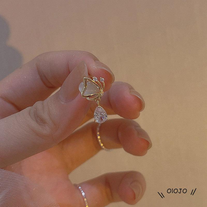 【COD】Butterfly Anting Stud Desain Kupu-Kupu Hati Water Drop Bahan Zirkon Untuk Wanita