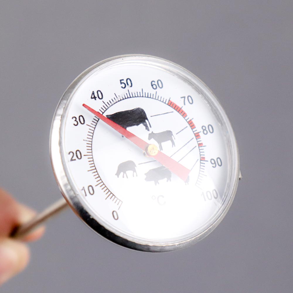 BBQ Food Thermometer Meat Gauge Instant Read Probe - Silver - 7RHR01SV