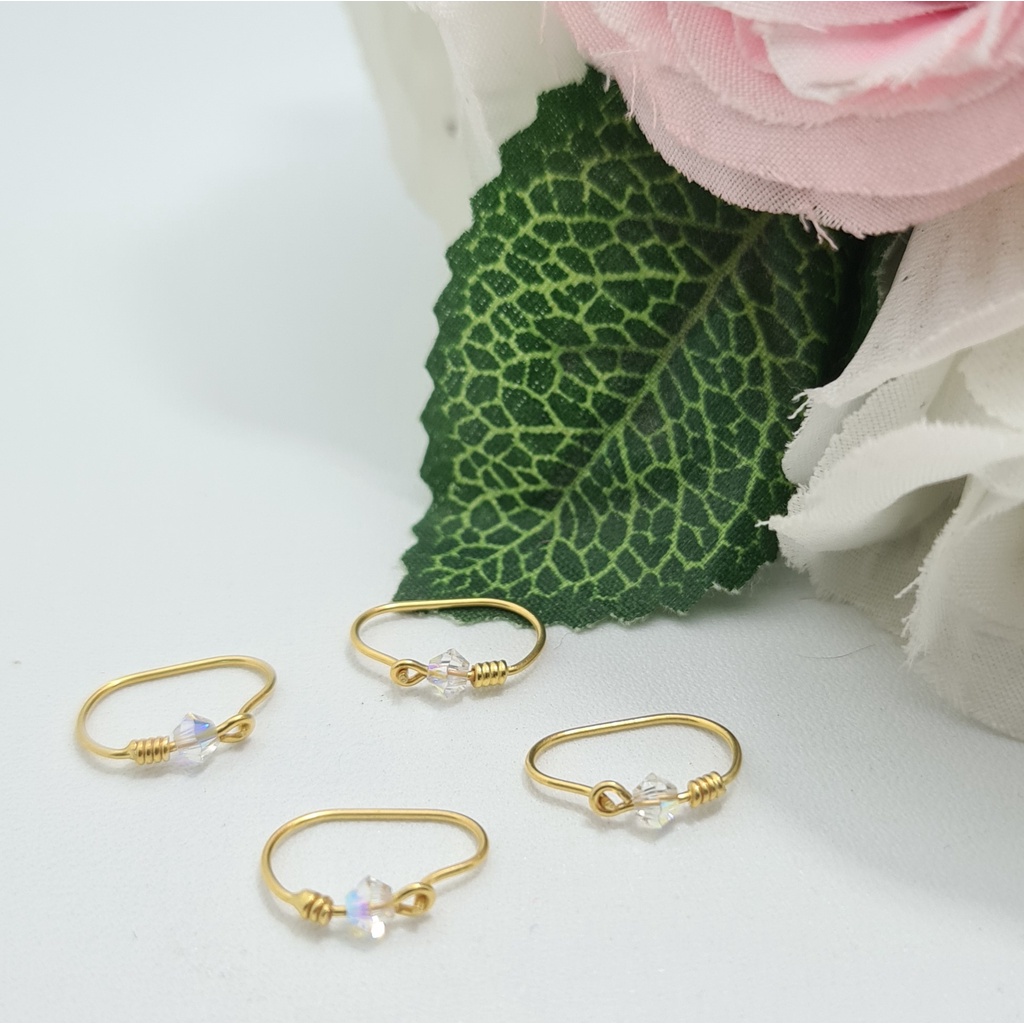 Anting Bayi Emas Muda Kenip Kristal Putih