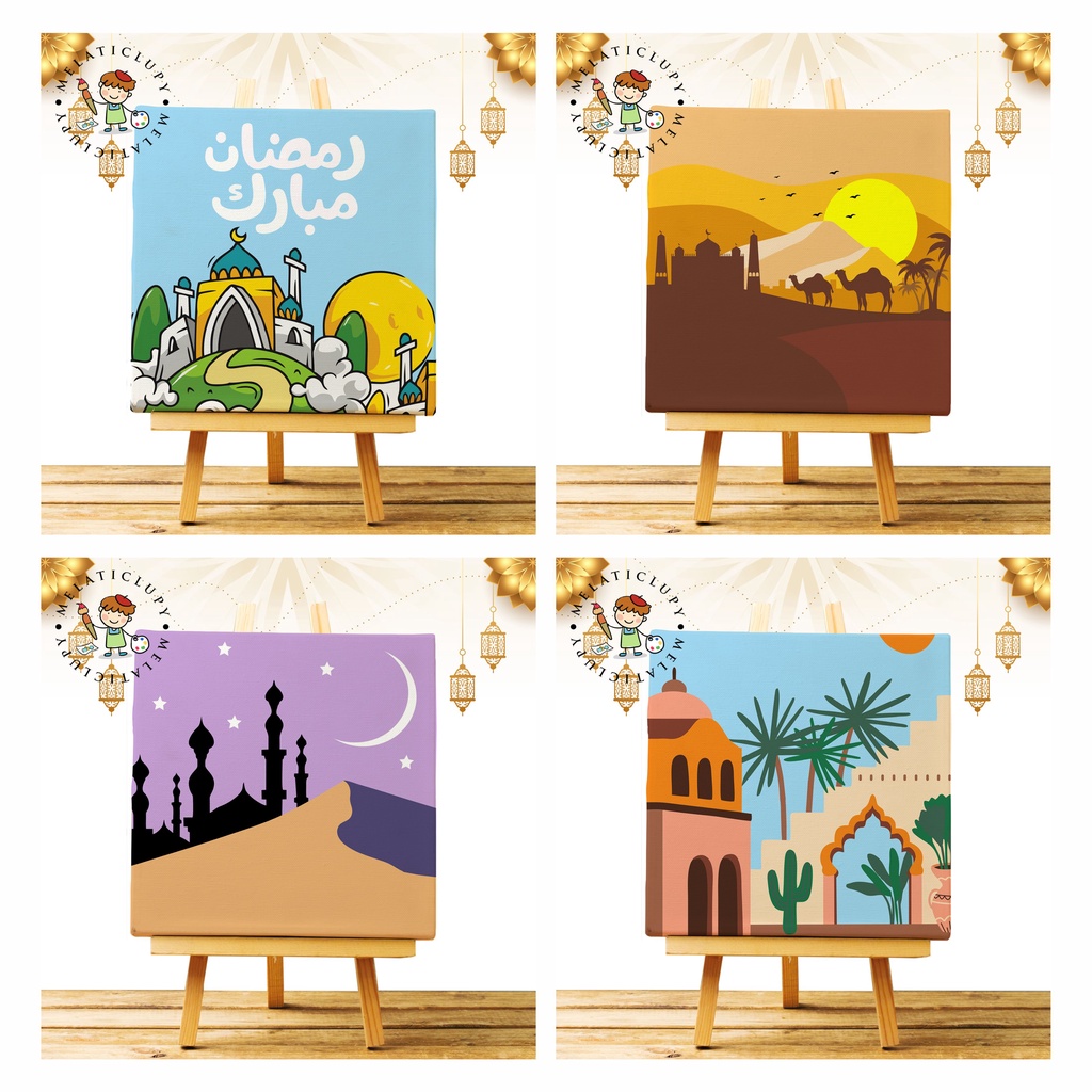 

Paint by Number KANVAS 20x20cm tema ISLAMIC ARABIC RAMADAN IDUL FITRI