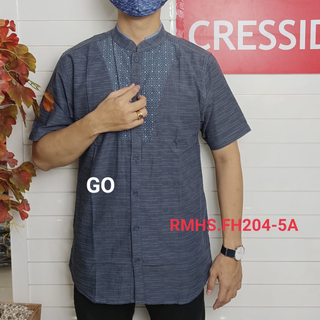 gof CRESSIDA KOKO/TAQWA Pakaian Pria Atasan Baju Muslim Kemeja Hem Slimfit Original Lengan Pendek