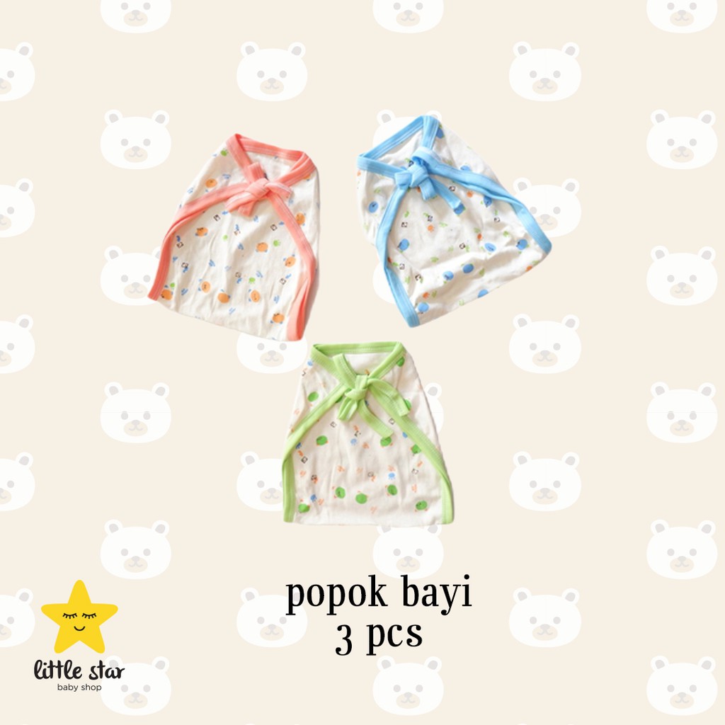 3 PCS Popok Kain Bayi Bertali Polos Motif Print