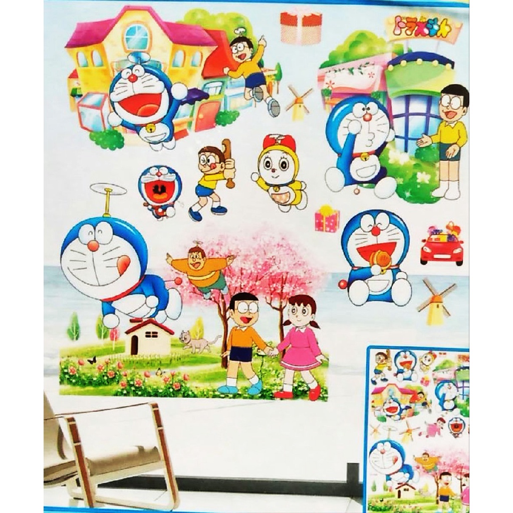 AURA WALLSTICKER STIKER DINDING 3D DORAEMON WALL STIKER 60X90