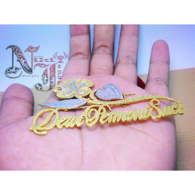 Bros Nama Lapis Emas || Bros Hijab Lapis Emas