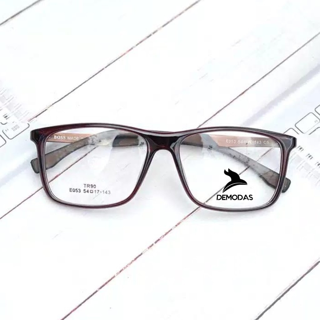 Demodas Kacamata Pria Lensa Photocromic Blueray Bluecromic Anti Radiasi Bluechromic Photochromic Normal Minus Silinder Plus E053 ada per pegas Demodas Glasses