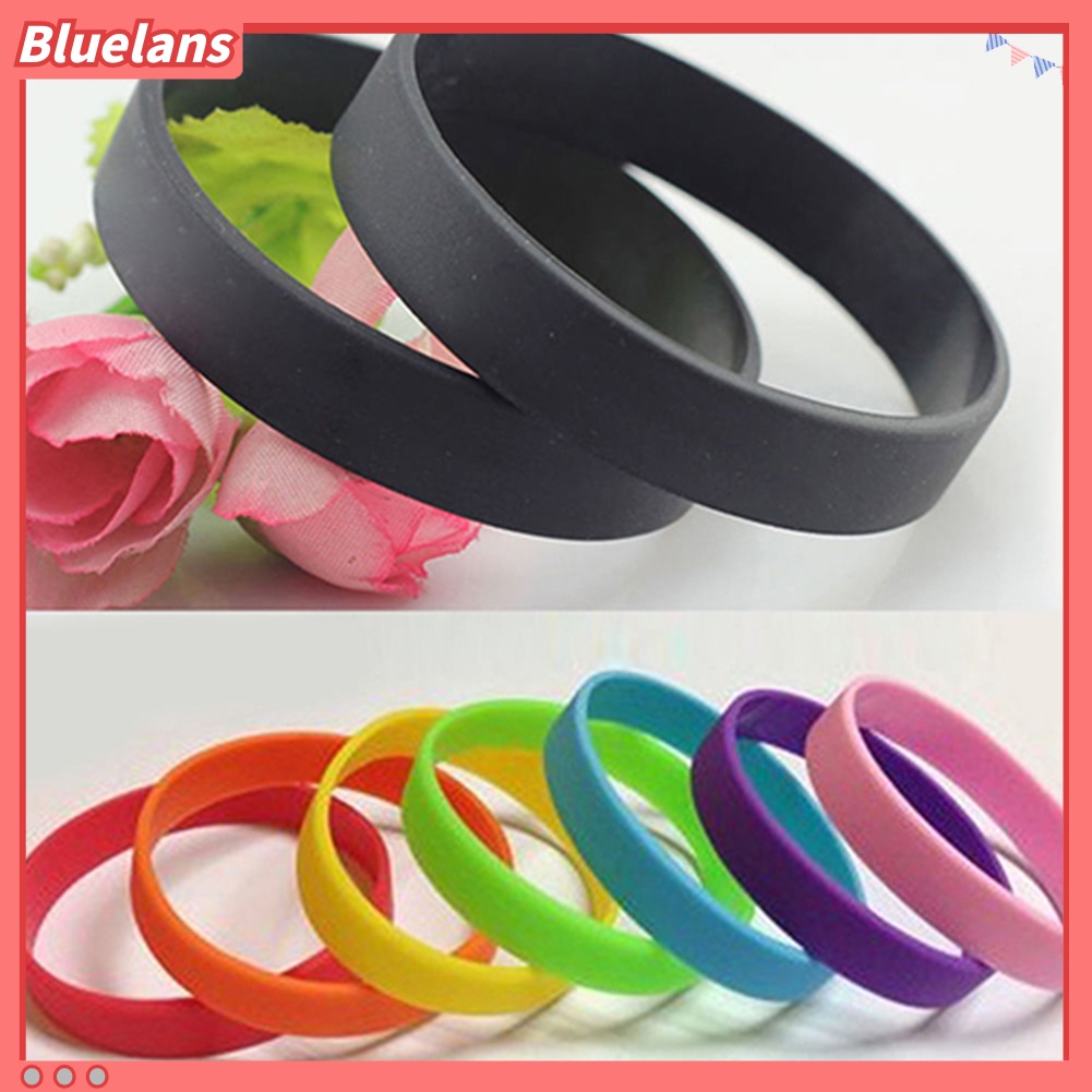 Bluelans 2Pcs Fashion Silicone Wristbands Wrist Bands Solid Color Sports Design Bracelets