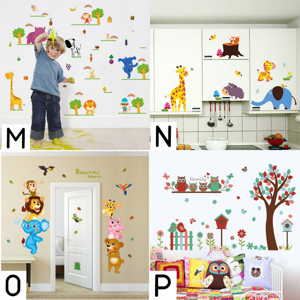 Reliza Wall Sticker Animal Hewan Anak Study Stiker Dinding Wallsticker LDR23