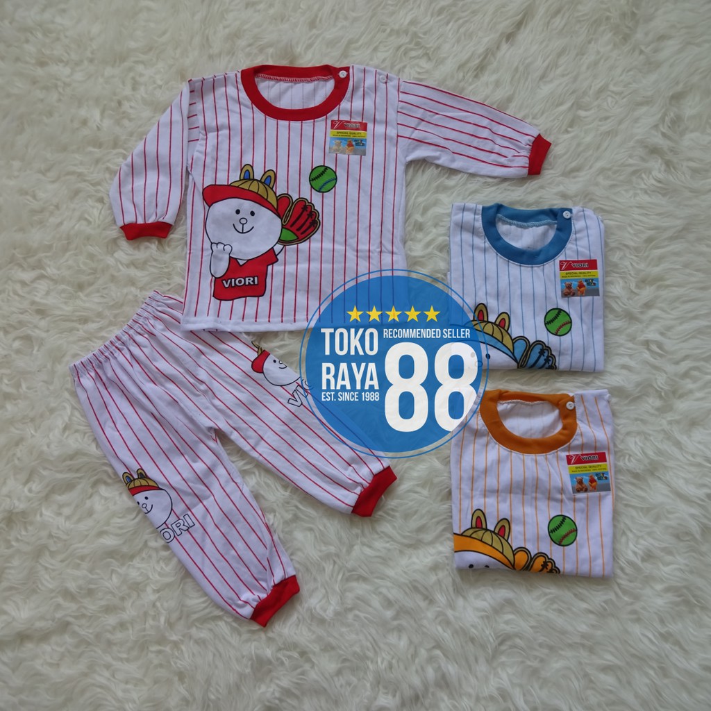 [SPY-VR06] TOKO RAYA 88, Setelan Baju Bayi 3 - 18 Bulan, Viori Baseball DP, Kaos Piyama Anak Laki-la