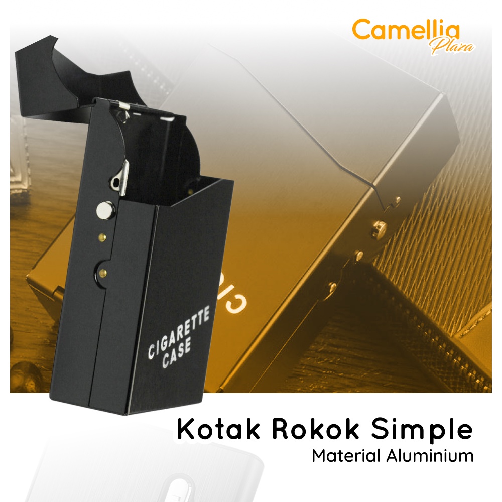 Kotak Rokok Case Simple Elegan Material Aluminium Bungkus Wadah Rokok Tempat Penyimpanan Roko