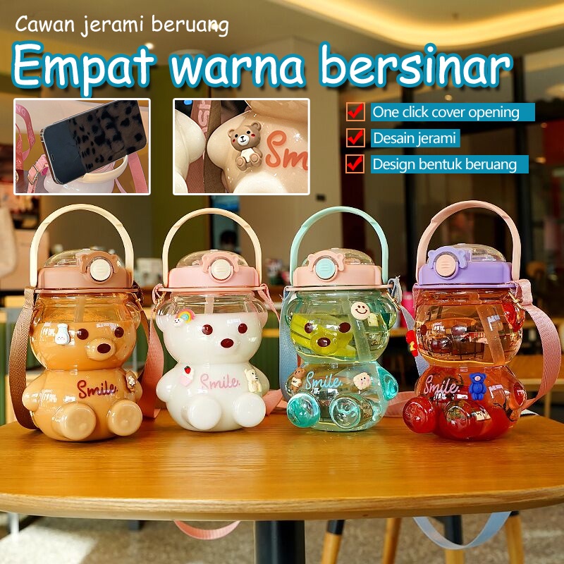 Botol minum anak-1000ml-1400ml Straw Water Bottle-Botol Air Minum Kapasitas Besar