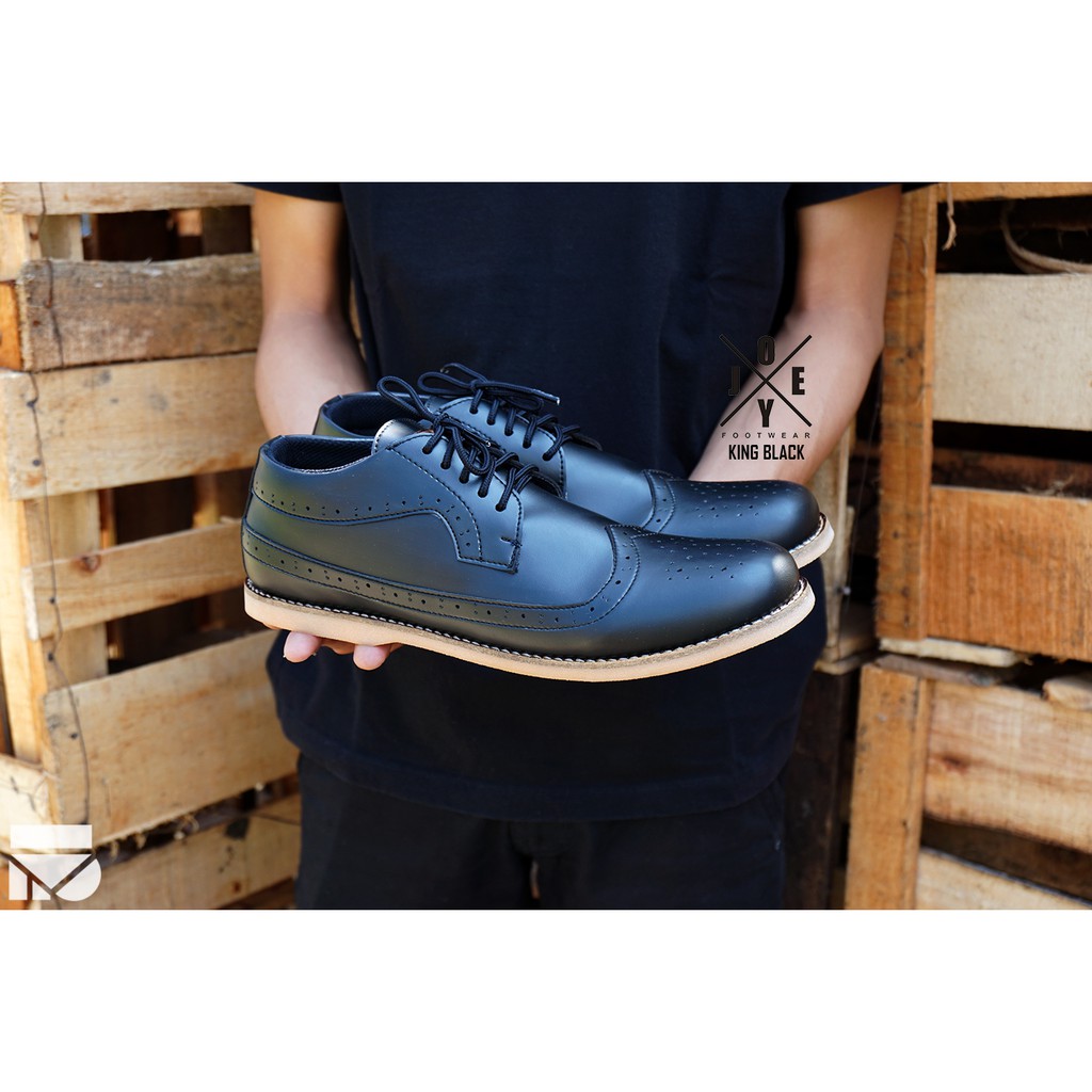 King Black | Sepatu Pantofel Casual Ori Klasik Kulit Pria Cowok Men Wingtip Footwear | FORIND x Joey