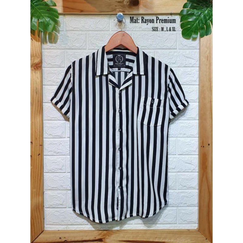 KEMEJA SALUR PRIA STRIPE LENGAN PENDEK COWOK SLIM|KEMEJA SALUR PRIA STRIPE LENGAN PENDEK COWOK