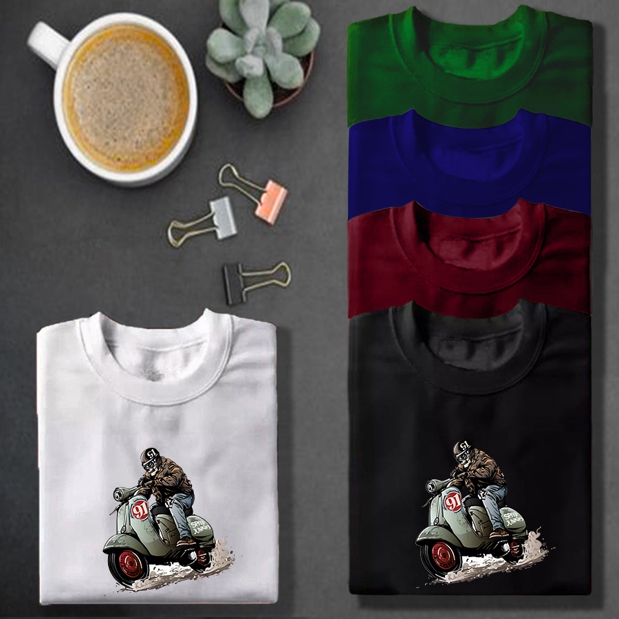 (COD) KAOS DISTRO TERBARU MOTIF MOTOR VESPA 91  - KAOS ONIC - BAJU - KAOS POLOS - BAJU KAOS - KAOS OBLONG