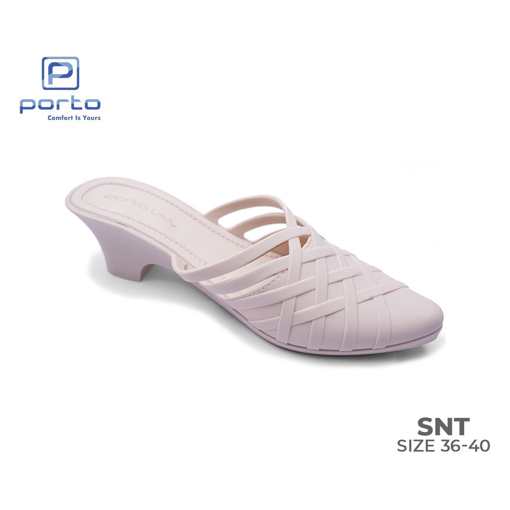 (COD) Sandal Selop Santai Wanita Wedges Jelly Karet Porto SNT