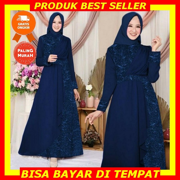 Baju Pesta Wanita Muslim Kondangan Brukat Mewah Elegan Gaun Muslimah Terbaru 2021 2022 Maxy Hiliya J