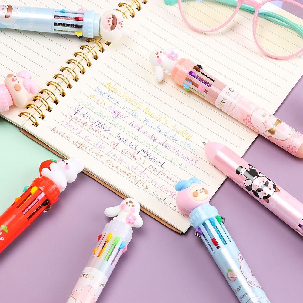 Solighter Set Pulpen Rollerball 10 Warna Motif Kartun Lucu Untuk Stationery Kantor