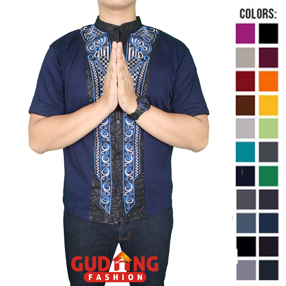 Baju Koko Dewasa Katun Lengan Pendek Bordir - Banyak Pilihan Warna KKS (COMB)
