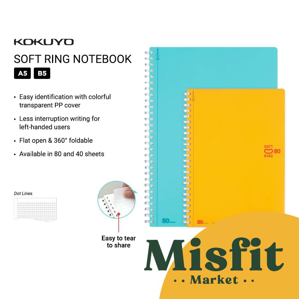 

KOKUYO Soft Ring Notebook Kraft PP Series A5 Buku Tulis Spiral Loose Leaf Binder Transparan Sampul Kertas